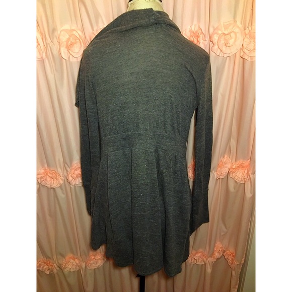 Womens Gray Ruffled Cardigan - Picture 4 of 7